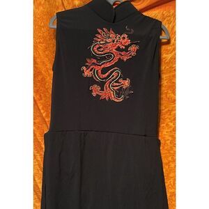 Rare Art Stone Dance Costume Black With Red Dragon Extra Large Child